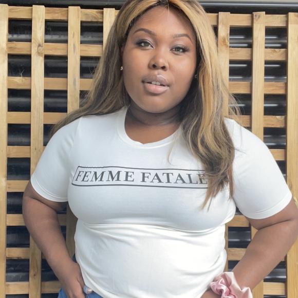 Femme fatale plus size white t-shirt - Picture 1 of 1